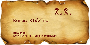 Kunos Klára névjegykártya